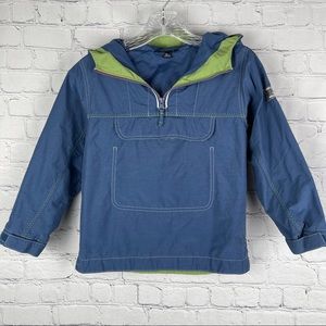 LANDS' END boys hooded zipper pullover windbreaker jacket pockets, sz L or 6X-7
